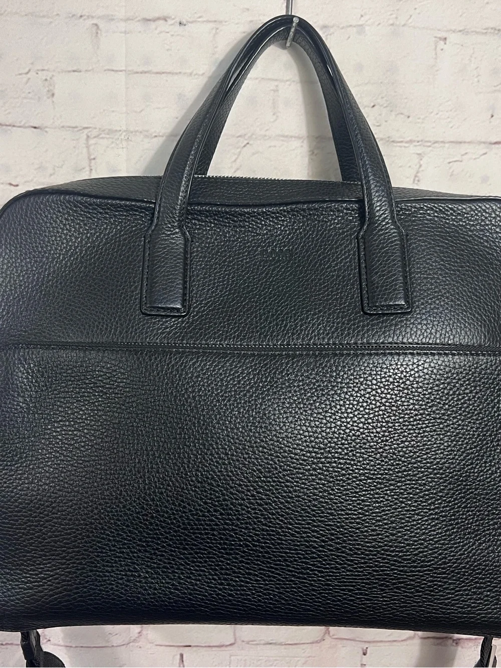 BOSS Hugo Boss Crosstown Black Pebbled Leather Briefcase Laptop Document Bag
